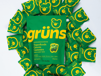 Grüns Super Greens Gummy Bears:20+ Vitamins and Minerals, Prebioticsfor Digestive Health,Adaptogens-28Pack(224Gummies)